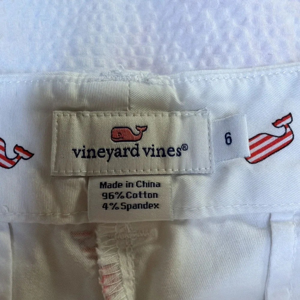Vineyard Vines Patriotic Whale Shorts Size 6 White Red White Blue Americana - Picture 4 of 6